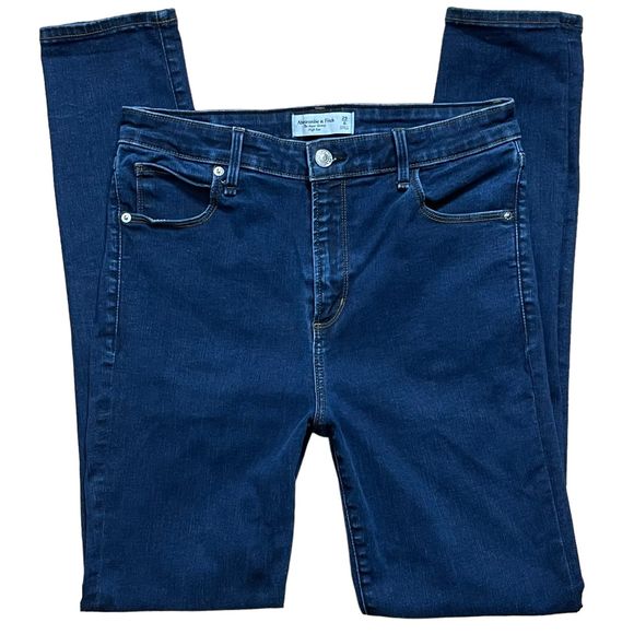Abercrombie & Fitch The Super Skinny High Rise Jeans Dark Blue Size 29 8L 8 Long - Picture 4 of 8